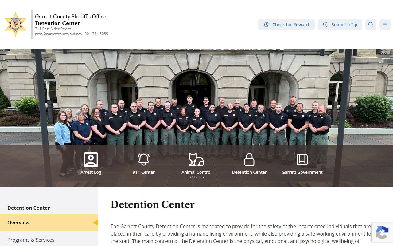 Garrett County Detention Center inmate lookup and facility overview